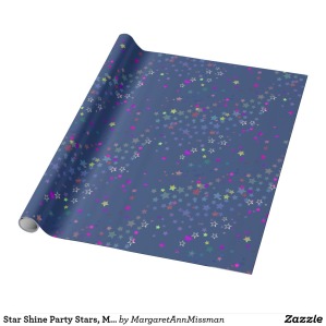 star_shine_party_stars_midnight_blue_wrapping_paper